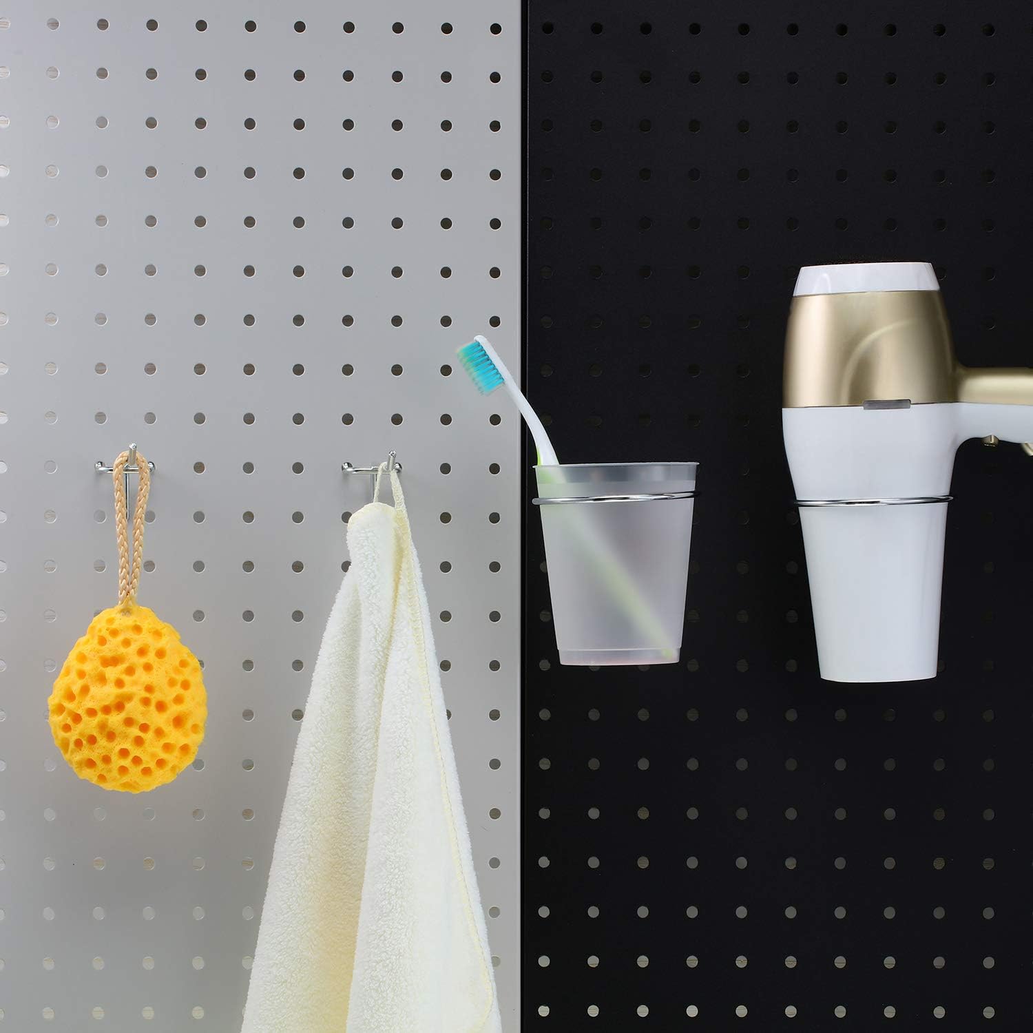 New Product 14 Pieces Pegboard Hooks Set Includes 4 Pieces Circle Hooks Ring Style Pegboard Hooks and 10 Pieces Pegboard Pegs Board Hook Set