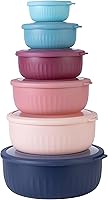Vista 13 de COOK WITH COLOR Tazones de preparación con tapas - Juego de tazones pequeños de mezcla de plástico anchos y profundos anidables con tapas, juego