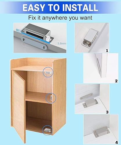 Miniatura 5 de WOOCH Pestillo magnético para puerta, 30 libras de acero inoxidable de alta resistencia magnética para cocina, baño, armario, armario, armario,
