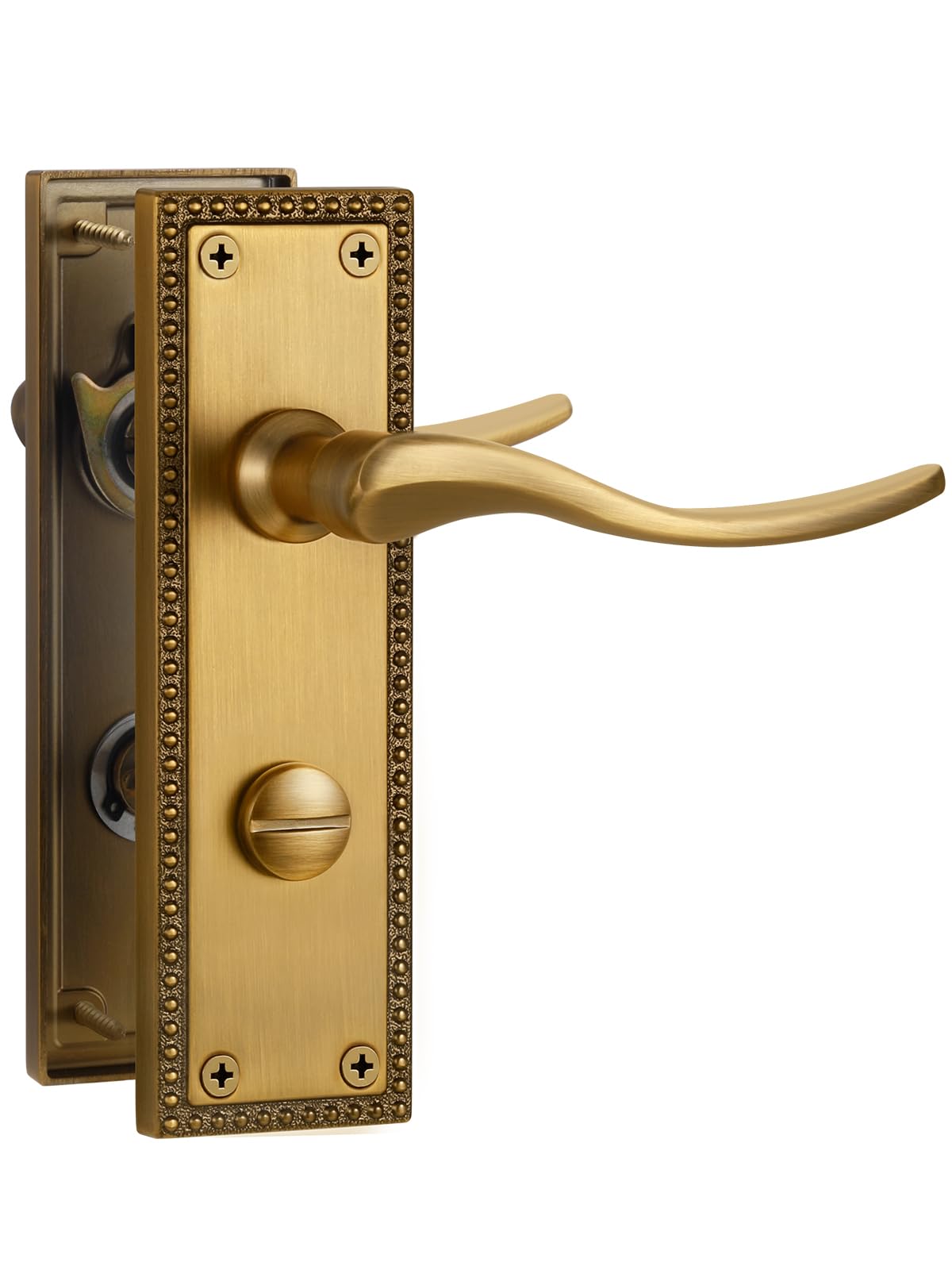 SORWDUERM 1 Pair Victorian Scroll Antique Bronze Internal Door Handles,Short Bathroom Lever Set for Interior Wooden Doors,Fits Standard UK Door,Zinc Alloy