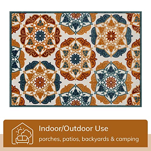 Well Woven Francesca Bright Multicolor Indoor/Outdoor Medallion Floral Pattern Area Rug 5X7 (5'3" X 7'3") #TOP19