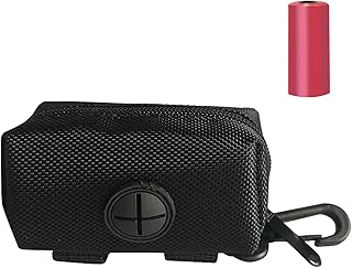 quierobe Pet Waste Bag Dispenser Dog Poop Bag Holder with Zippered Small Portable Dog Poop Bag Organizer Pouches with Hook for Leash, Great Accessory for Walking Running with Pet Dogs, 1 Pack