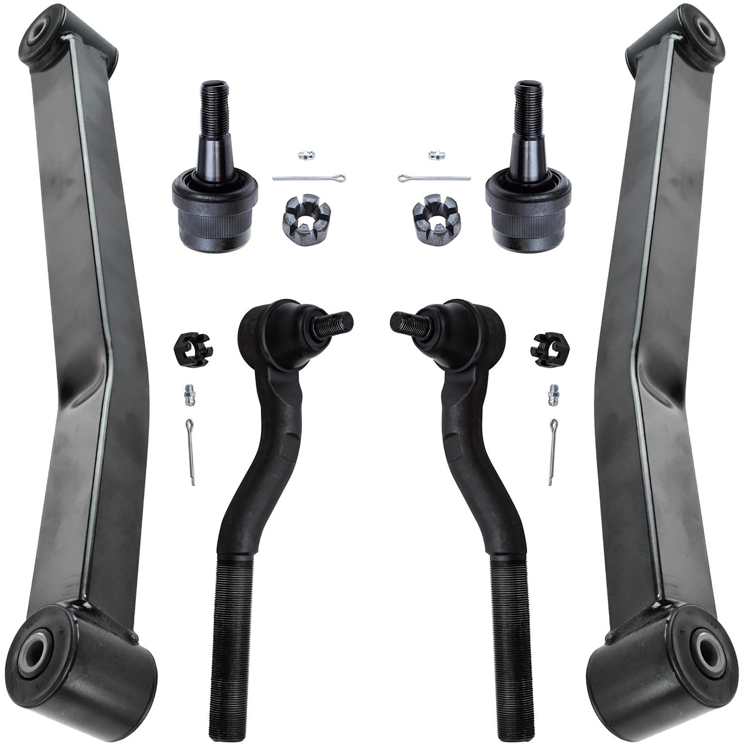 Detroit Axle - Front Lower Control Arms + Ball Joints Outer Tie Rods Kit