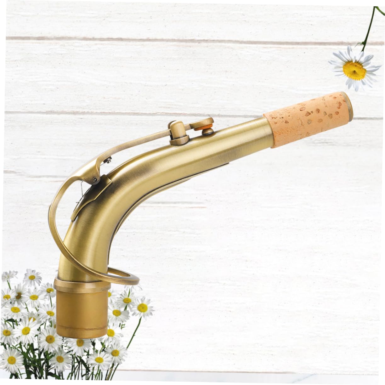 Collo Sax Alto in Ottone 24, 5mm, Testa Curva per Sassofono | Finitura Oro Antica, Lavorazione Laccata, per Contralto e Saxes Contralto, Accessorio Strumentale