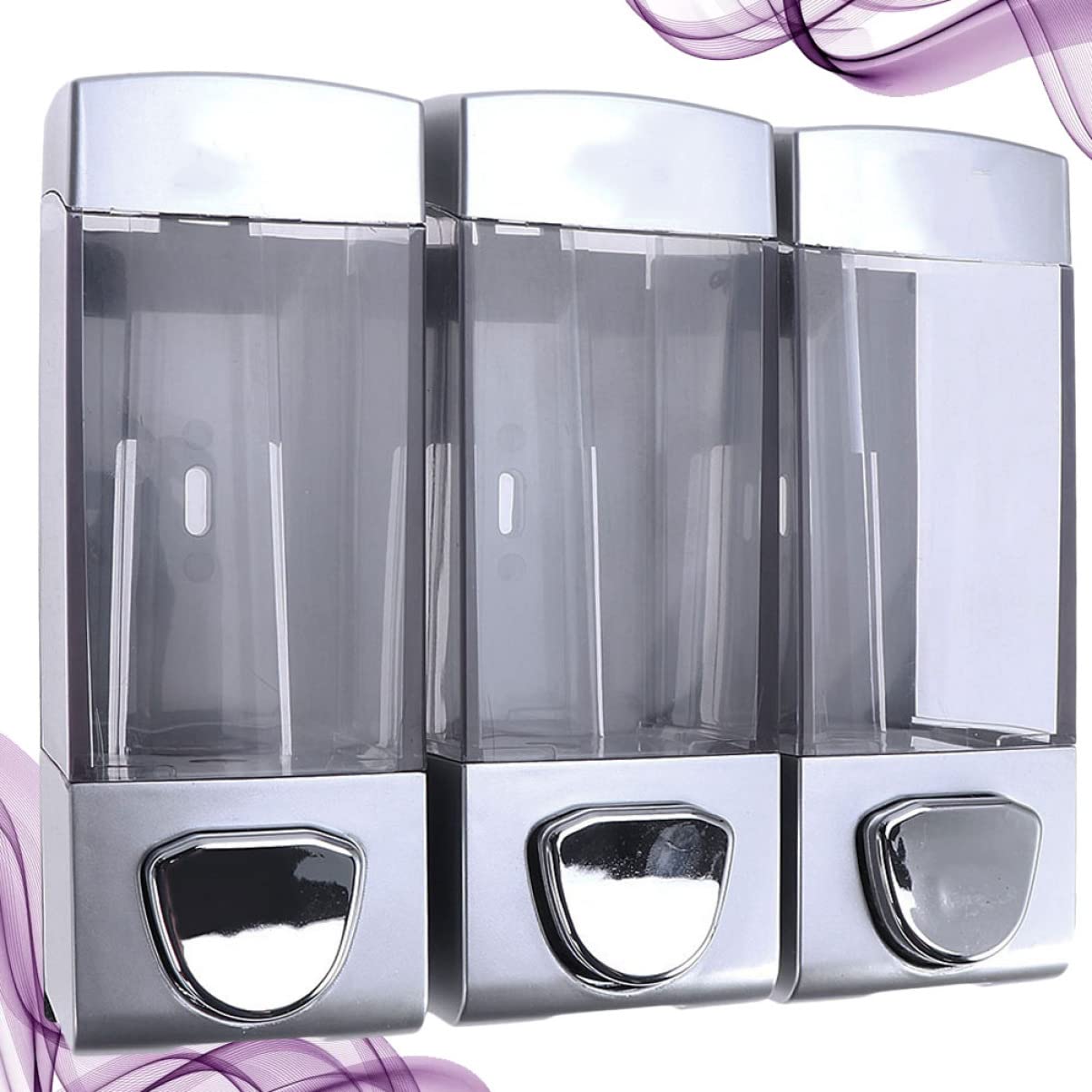 Dispenser Di Sapone a Parete Triplo Erogatore a Pompa Per Shampoo, Balsamo e Gel Doccia Trasparente, Facile Installazione Per Bagno, Cucina, Hotel, Design Salvaspazio Con Pulsante Premibile
