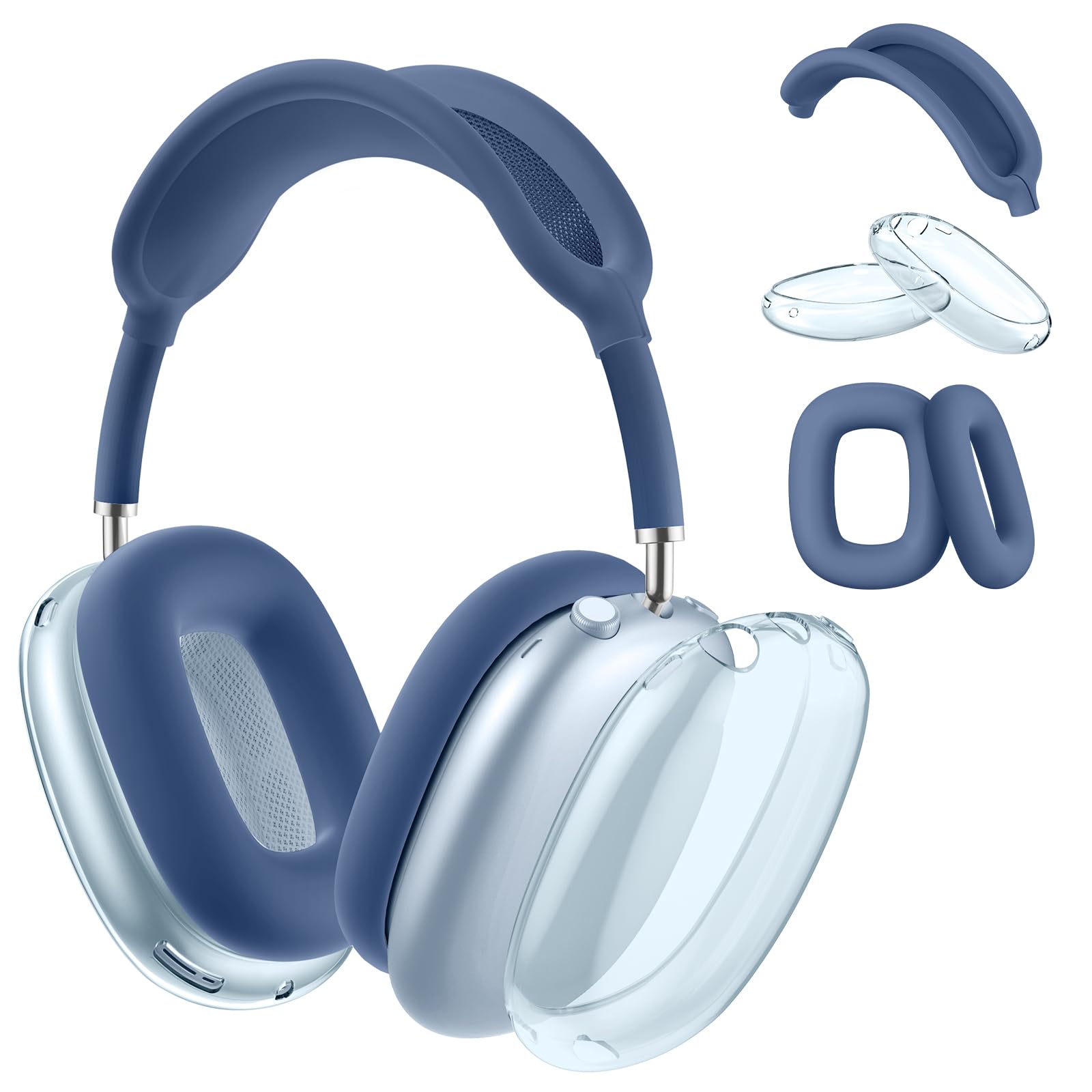 Maxjoy for AirPods Max Case, Transparent Ear Cups Cover/Headband Cover, Soft Clear TPU/Silicone Accessories Protector for Apple AirPods Max, Clear