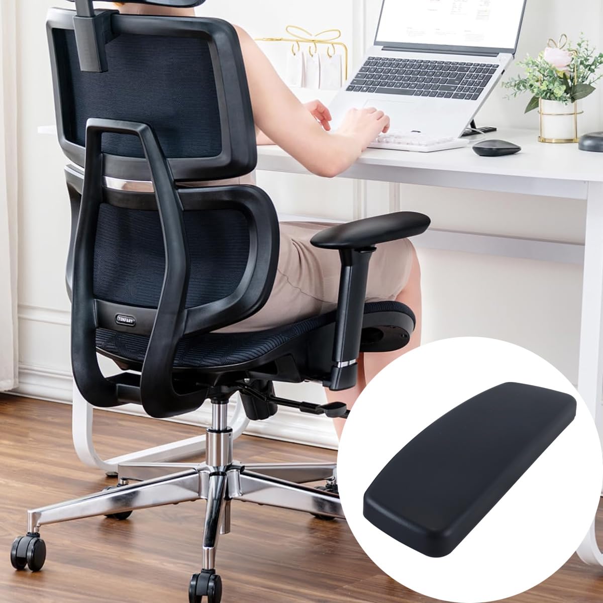 Alide 2 Piezas De Almohadillas De Repuesto Para Reposabrazos De Silla De Oficina Y Computadora Con Orificio De Montaje.