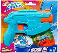 Nerf Super Soaker Mini Dunk-Fill lançador de água com capacidade de 100ml, plástico azul e laranja, brinquedo para meninos e meninas, brinquedos de Natal e Ano Novo para crianças acima de 6 anos
