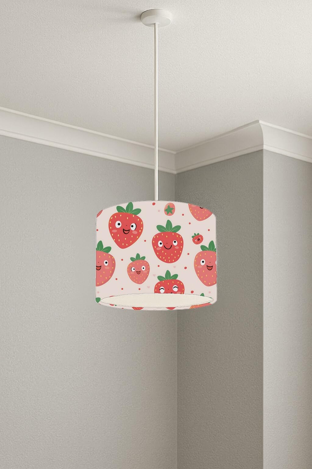 Strawberry Pattern Pink lightshade – 20 x 18.5cm Ceiling Drum Shade | 7CA201