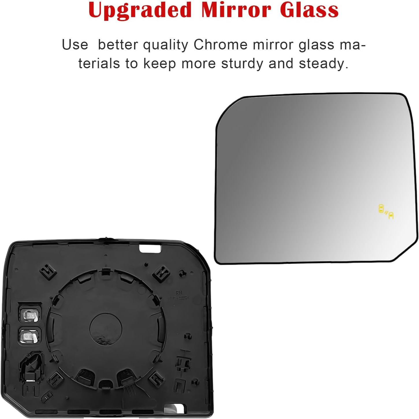 Blind Spot Detection Passenger Side Mirror Replacement for Toyota Tundra 2022-2023, Right Upper Exterior Side Rearview Mirrors Glass, with Backing Plate, Power Heated