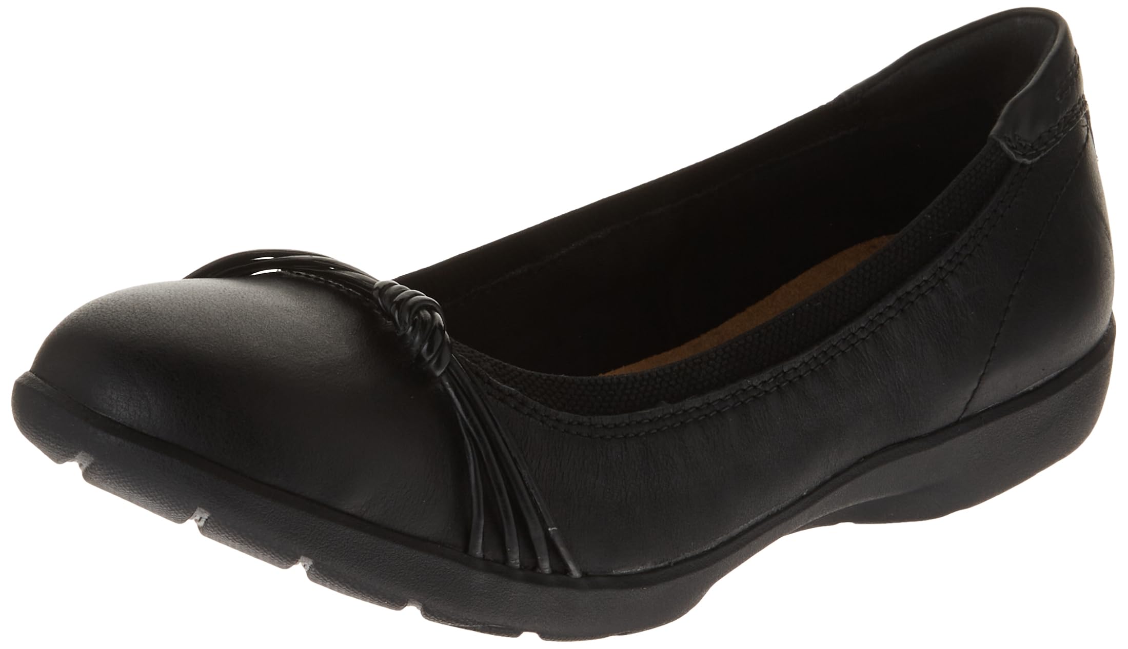 Clarks Womens Meadow Rae Ballet Flat Black Leather