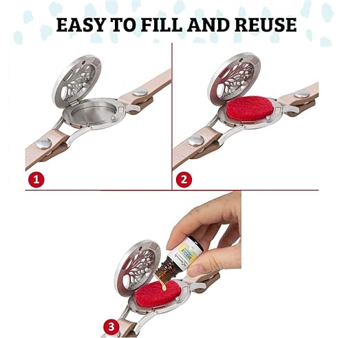 Miniatura 4 de Wild Essentials - Difusor de pulsera de cuero con aceite esencial de árbol de oro rosa, juego de regalo, lavanda, citronela, menta, aceites de