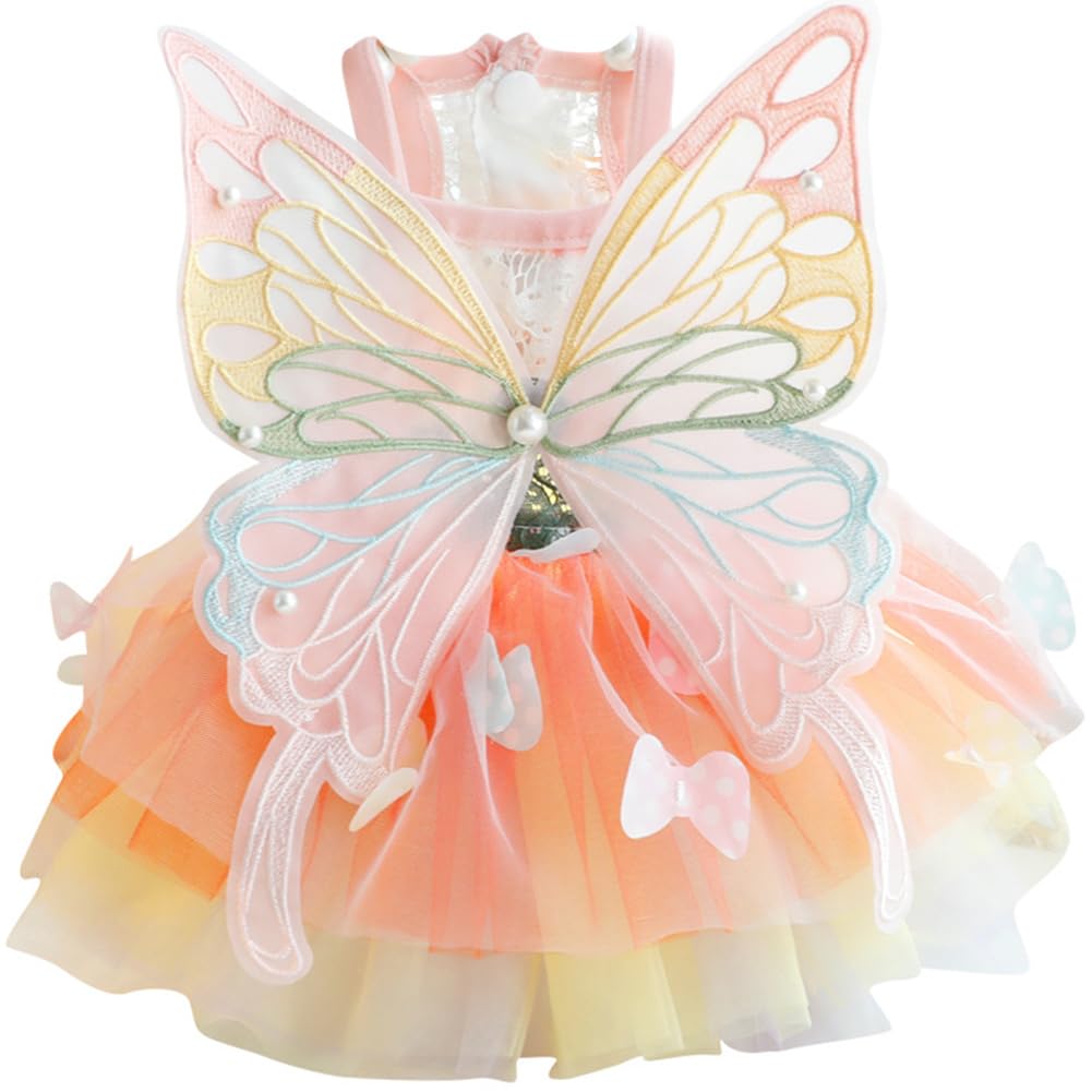 MaruPet Fashion Sweet Puppy Dog Blingbling Princess Skirt Pet Dog Lace Cake Camisole Tutu Dress C-butterfly S