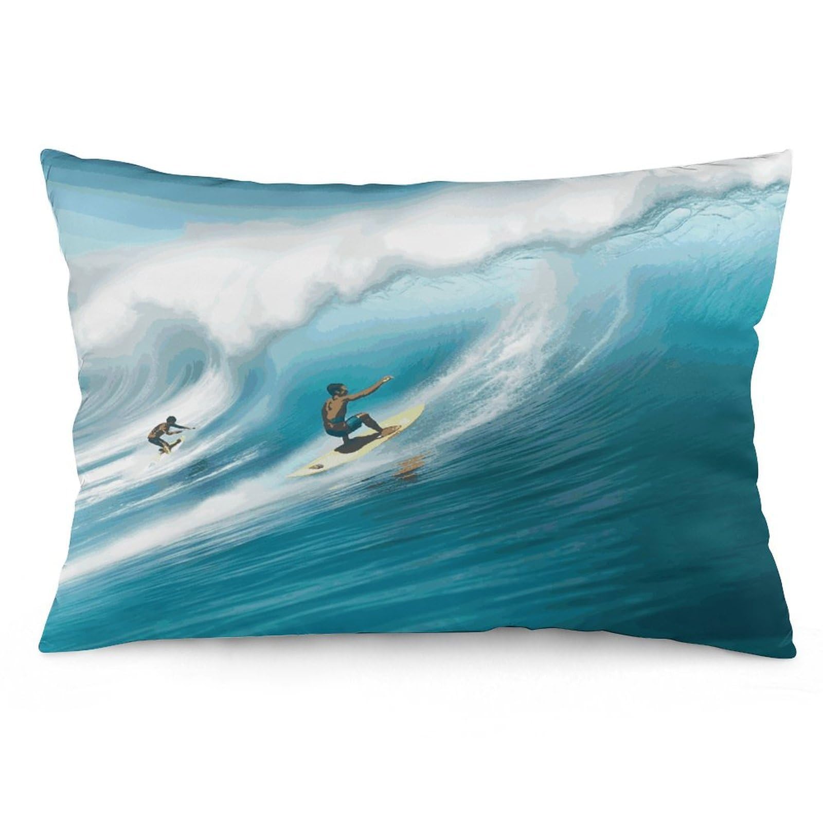 Surfing Throw Pillow Covers with Silent Zipper Polyester Pillow Protectors Removable Pillow Cases Soft Pillowcase Cozy Pillow Sham Cushion Cover for Sofa Car Bed 12 "x20