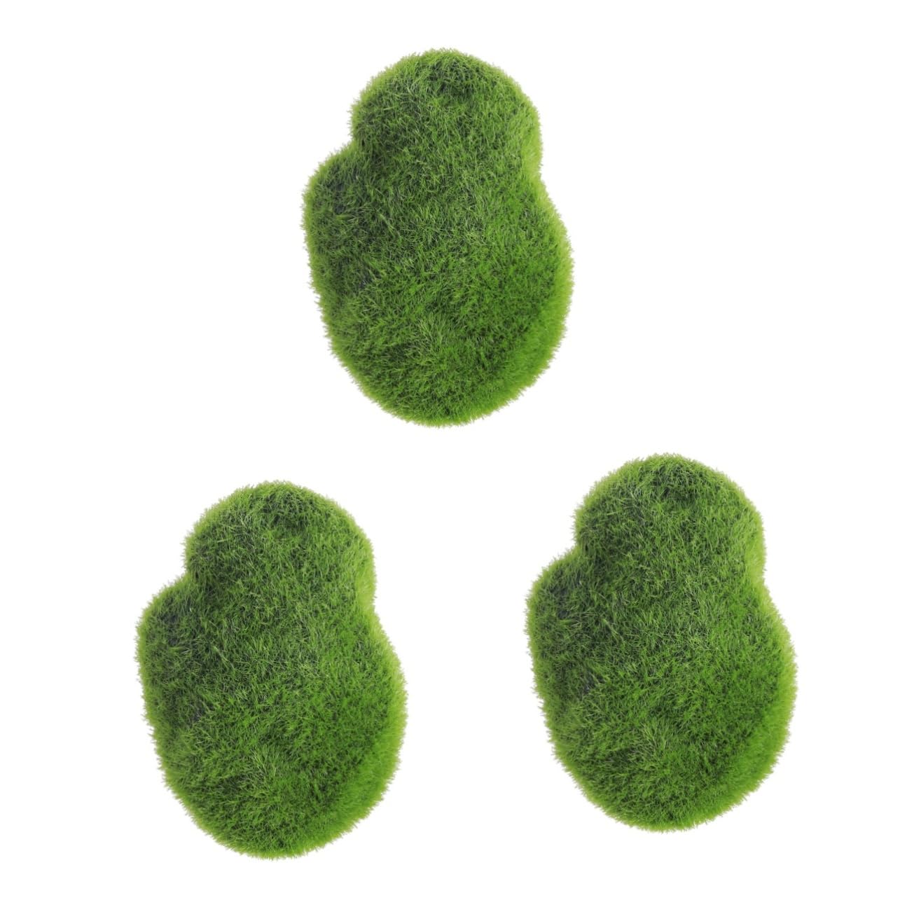 SEWACC 3pcs Fuzzy Balls for Planters Artificial Moss Cover Stones for Decor (Size S)