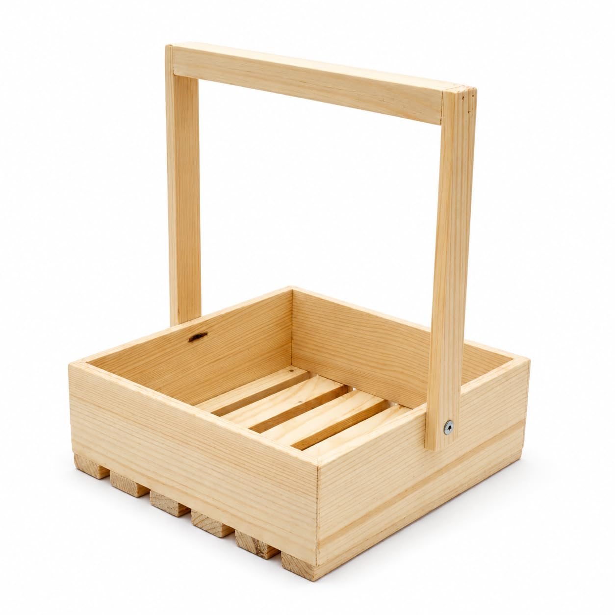 Wooden Gift Hamper Basket with Handle, 8x8x7 Inch | Natural Pine Wood, Handcrafted, Sturdy & Durable, Slatted Base Design, Multi-Occasion Use-image-6