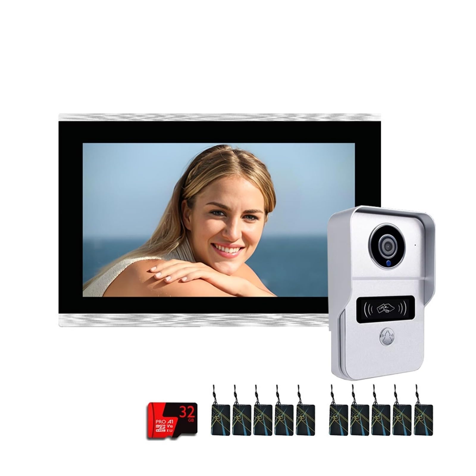 Tuya - Campanello smart video 1080P 5G WiFi a 2 fili, 25,4 cm, touch (1V1 10", argento)