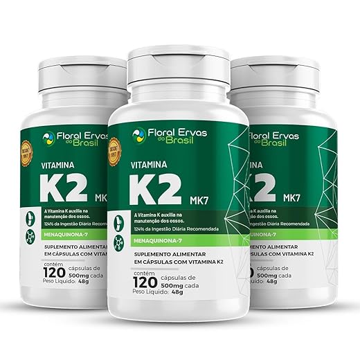 Vitamina K2 Mk7 350mg 3x 120 Cápsulas Menaquinona-7