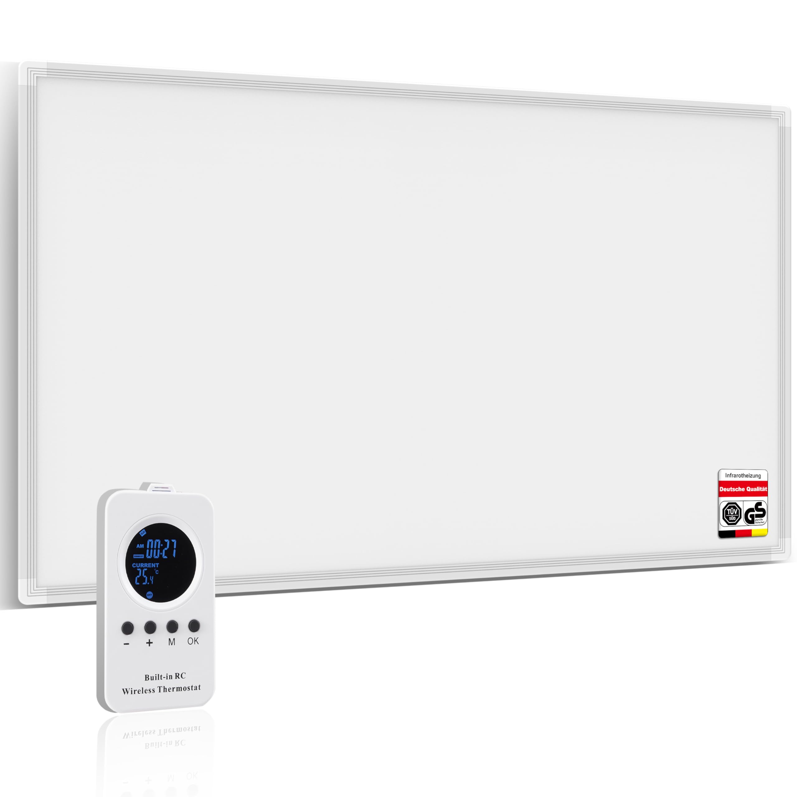 Riscaldamento a infrarossi da 1000 W con termostato, riscaldamento a infrarossi, montaggio a parete, termoventilatore a risparmio energetico, calore rapido, sicurezza testata TÜV