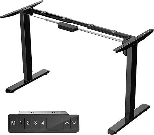 AIMEZO Marco de escritorio eléctrico de pie ajustable en altura de un solo motor, marco de escritorio con dos etapas y acero resistente para oficina