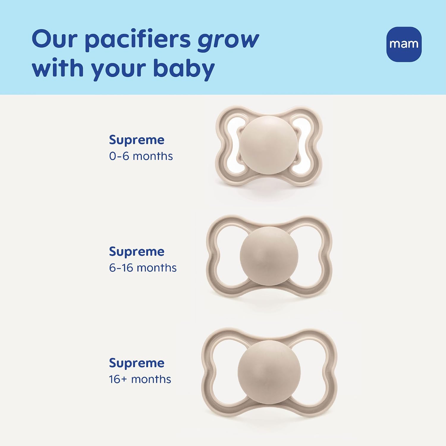 MAM Supreme Baby Premium Pacifier, Newborns 0-6 Months, Developed with Orthodontists, Extra Air Flow for Sensitive Skin, Glows in The Dark, BPA-Free Silicone, Sterilizer Case, 2 Pack, Made in Europe