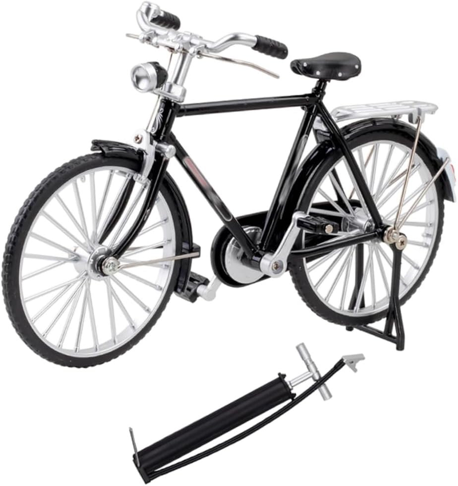1set Vintage Alloy Model Inflator Ornament for Decoration Retro Style Simulation Bike Model for Desk and Shelf Decor