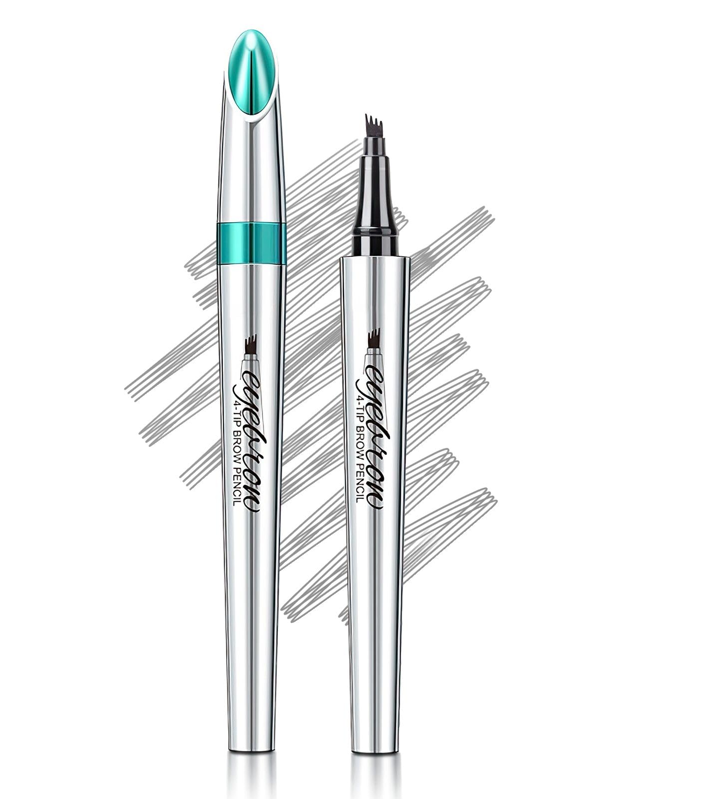 Eyebrow Microblading Pencil with 4-Fork-Tip, Lift and Snatch Brow Tint Pen, Waterproof & Long-Lasting Creates Natural-Looking Brows for Women (Dark Gray)