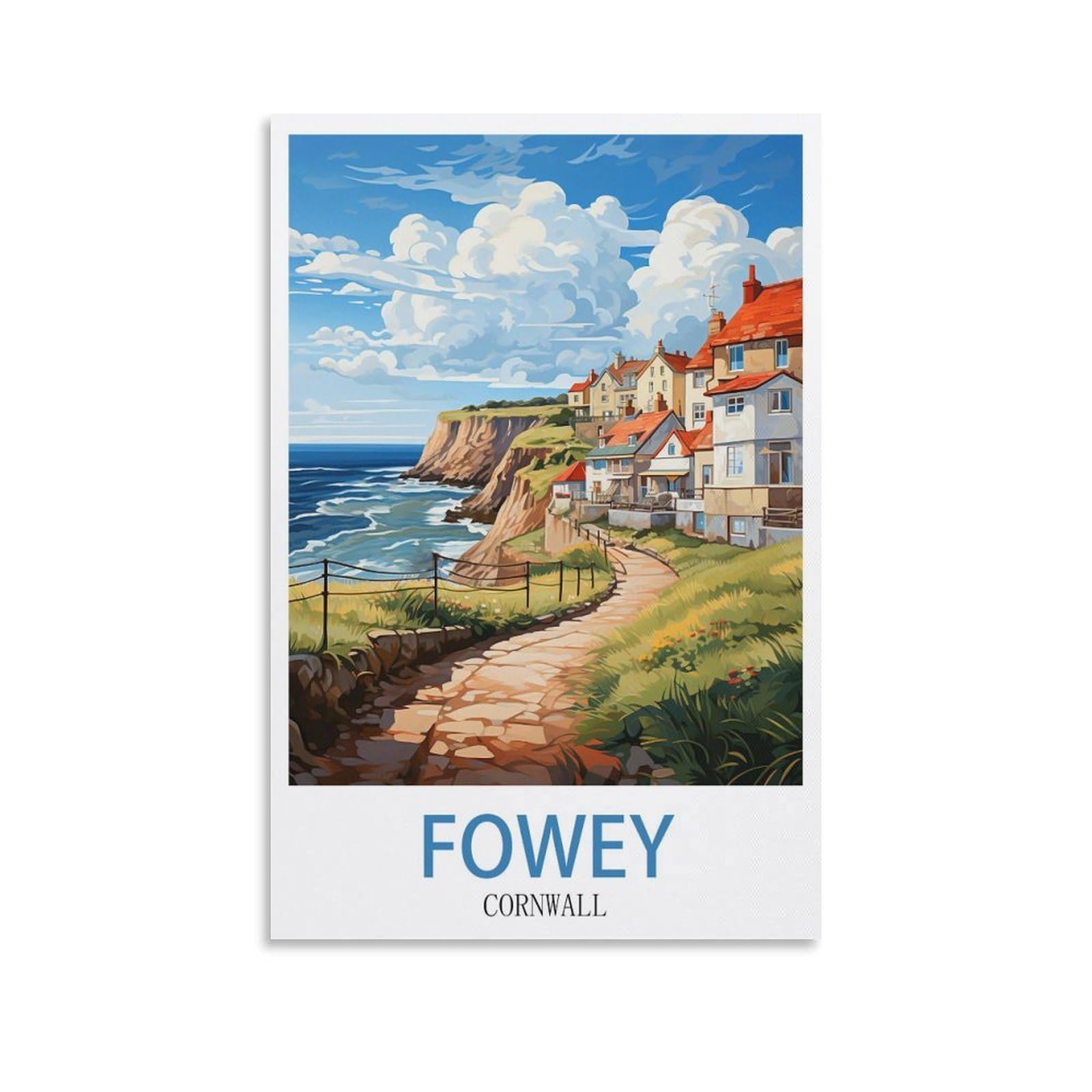EZMLFA Diamond Art Kits Adults,Fowey Cornwall,5D Dimond Picture, Crystal Gem Art Crafts for Boys Girls, DIY Mosaic Creations Set for Home Decor 40x40cm