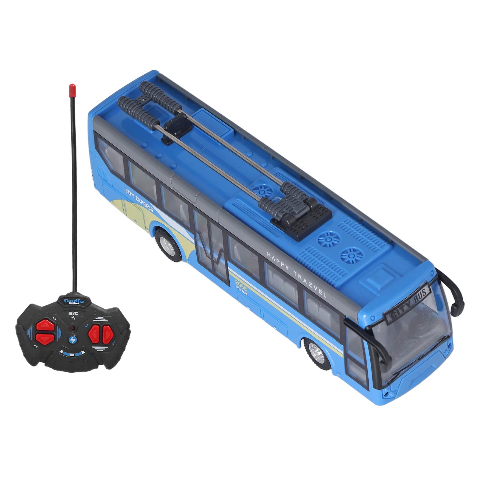 Autobús RC para Niños, Autobús de Control Remoto de Alta Simulación Todas Las Direcciones de Conducción Autobús Escolar RC Recargable para Niños(Azul)