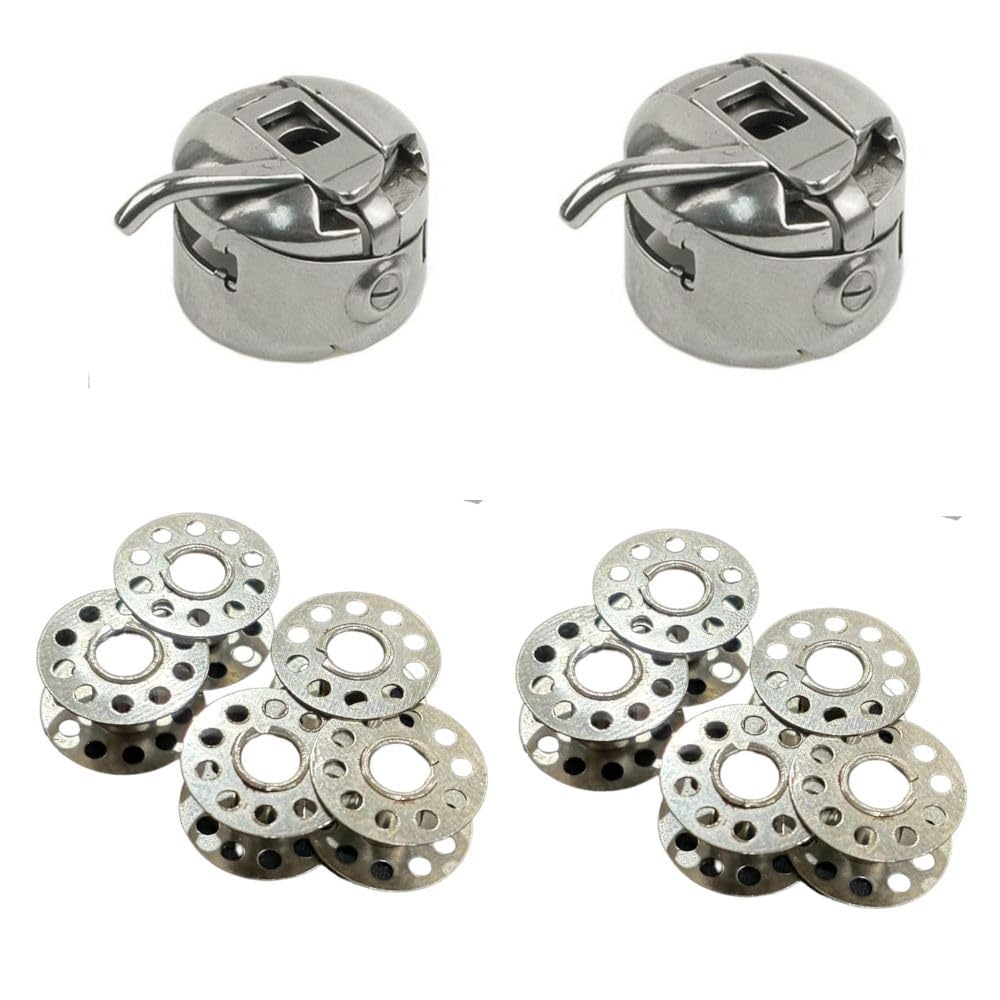 Sewing Machine Bobbin Case and Bobbin Combo Set | 2 Case with 10 Metal | Standard Size for Small Domestic Sewing Machines-image-19