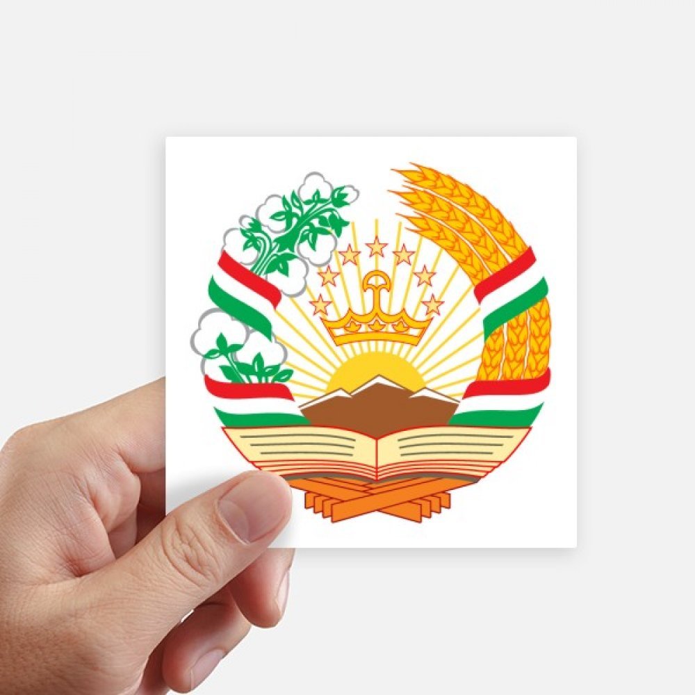 Autocollant Tadjikistan multicolore 10x10 cm carré pour décoration murale