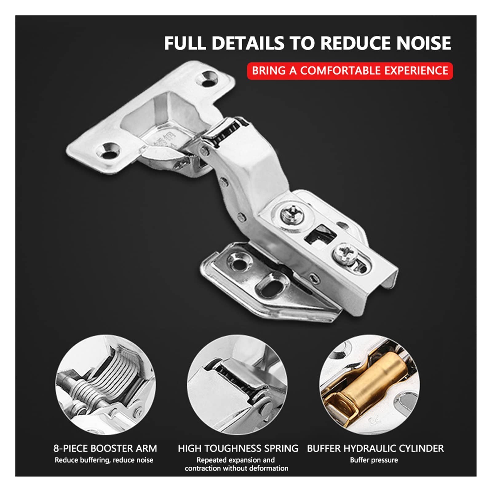Cerniere for porte pesanti con cinturino a T in acciaio inossidabile 10/20 pezzi Clip-on idraulico chiusura ammortizzata senza foratura for hardware for mobili armadio(Half Overlay 20pcs)