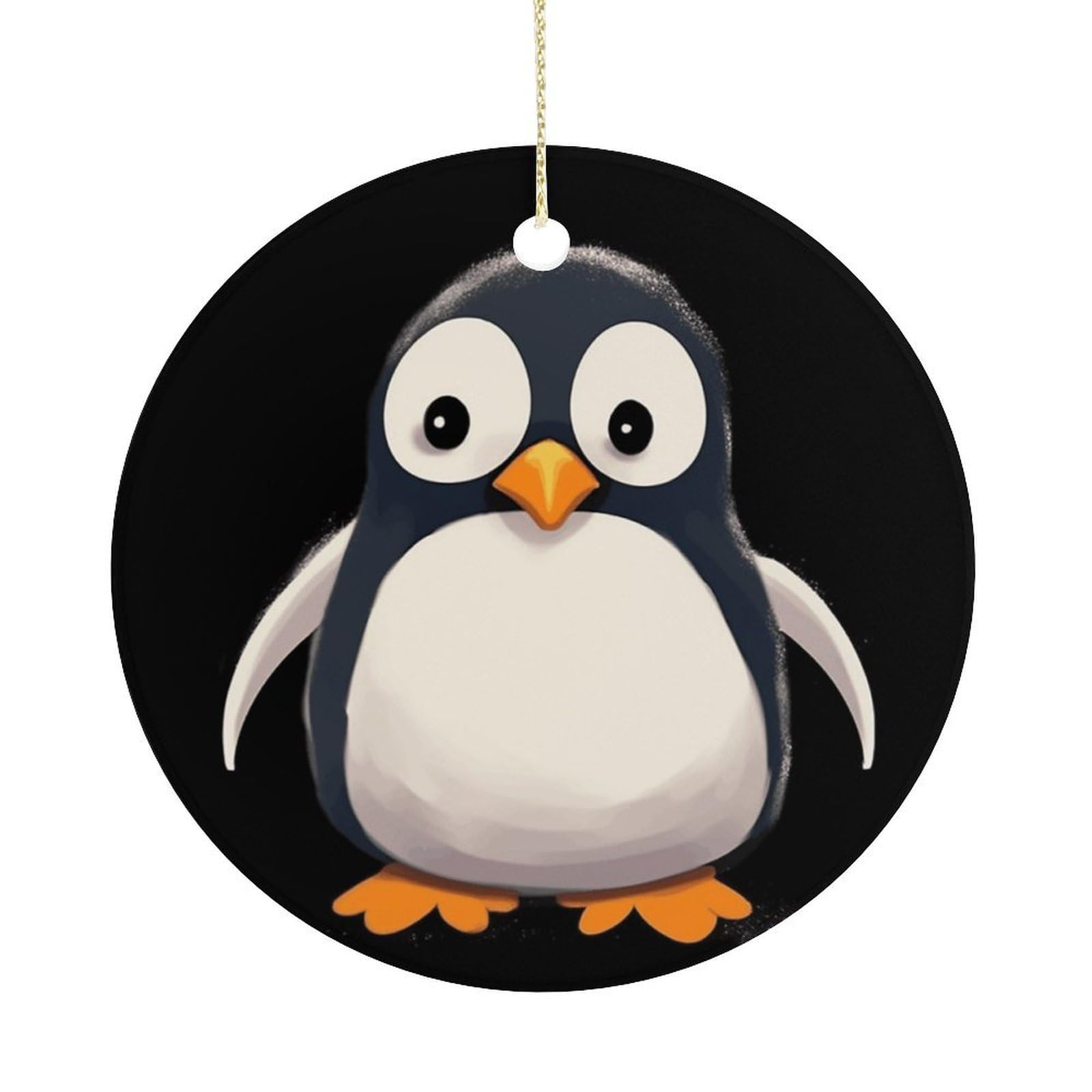 Cute Penguinm2 Christmas Ornament,Round Ceramic Ornaments Personalized Christmas Tree Ornament for Holiday Porcelain Keepsake Gifts Ideas Home Decor