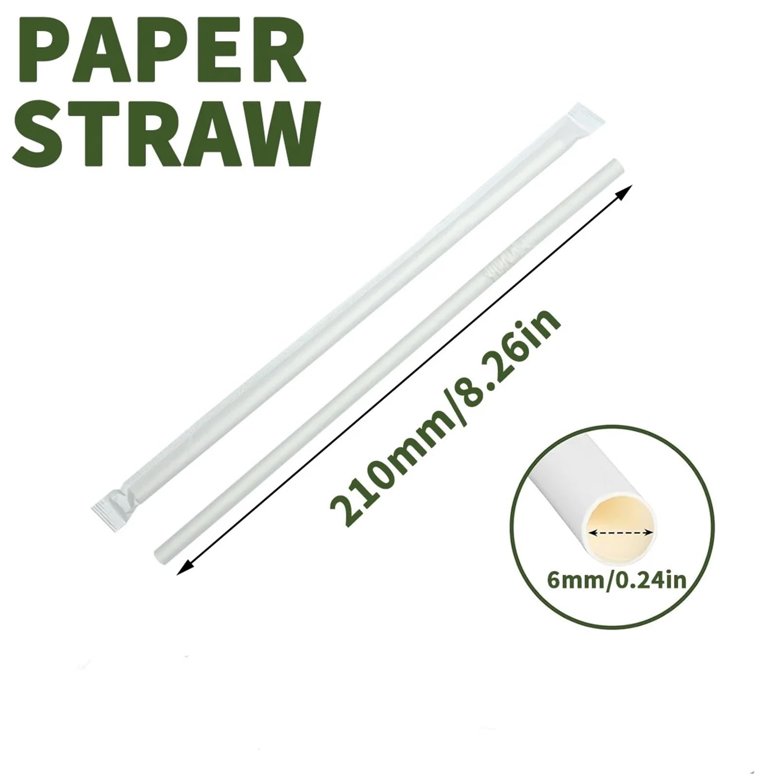las pajitas de papel, Pajitas de papel for beber, 400 unidades, blancas, flexibles, 8,27 pulgadas