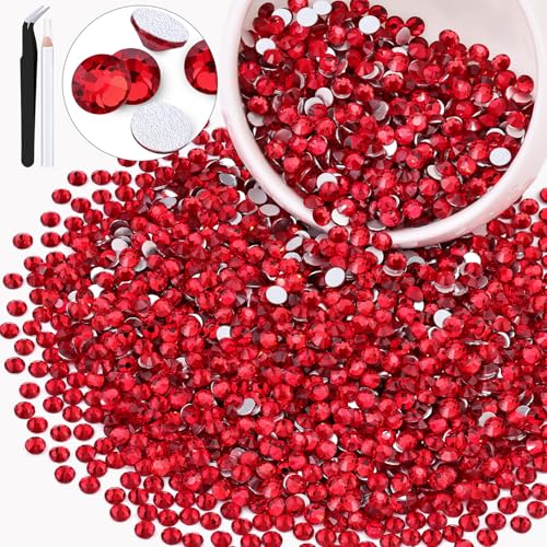 Image of 3000PCS SS20 /5mm Crystal Glass Rhinestones for Bedazzling (Red /Siam) | Flatback Rhinestones for Crafting DIY Nail Art Makeup Decoration, Gems Diomand Charms for Tumbler Shoes Clothing Mug