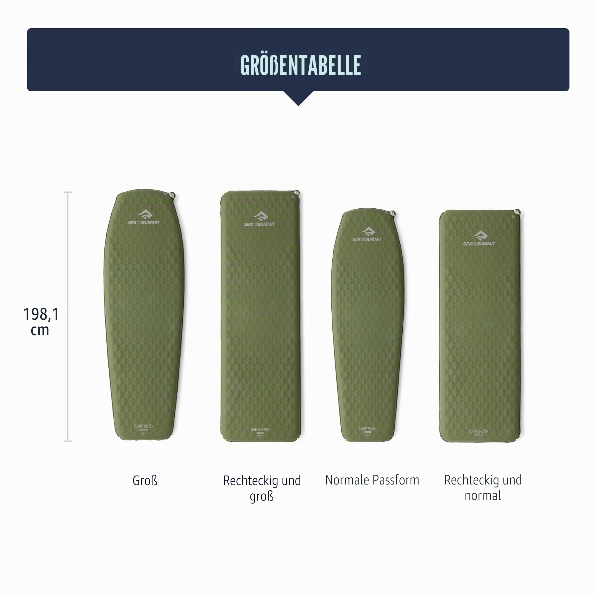 Sea To Summit Camp Plus Self-Inflating Regular Isomatte (Maße 183 x 56 x 7 cm/Gewicht 1,05kg / Isoliert bis -20°C) - Regular