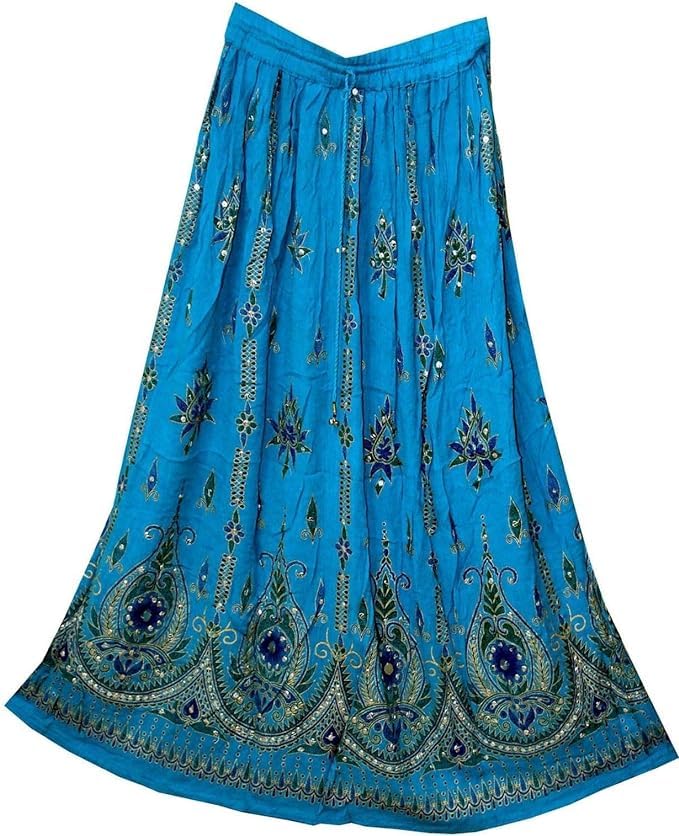 Rayon Long Skirt with Sequin Work, Traditional Indian Designer Women's Dress-picture-32