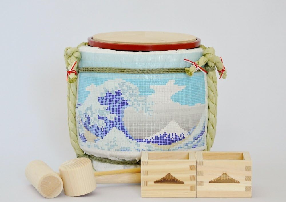 Mini Komodaru Sake-Barrel Set "Tegular Mount Fuji-Tairu Fuji"