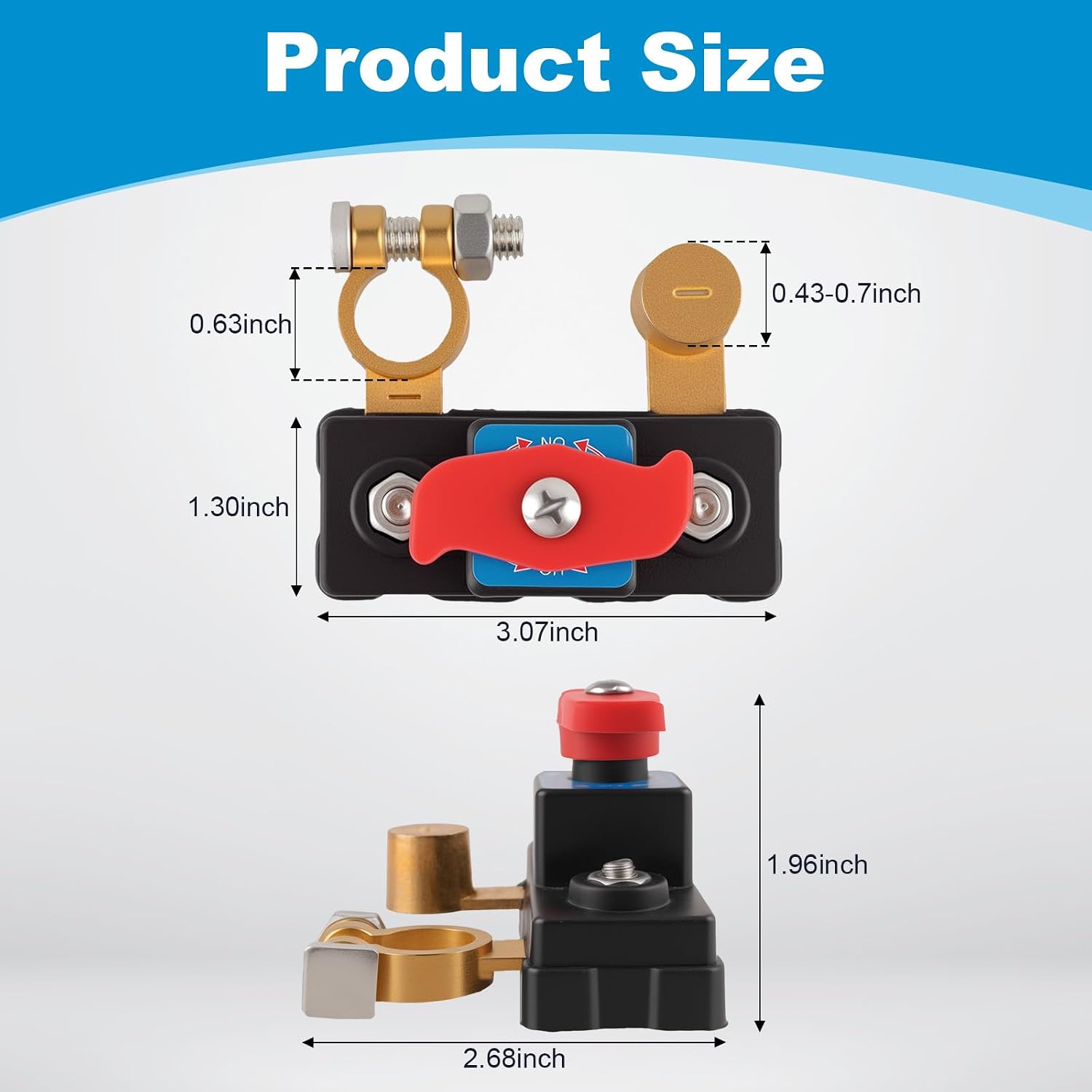 Battery Disconnect Switch,2Pcs Battery Cut Off Switch, 12V/24V Power Shut Off Switch, Pure Copper, Stable Power Transmission Battery Kill Switch, for Car Truck RV Boat