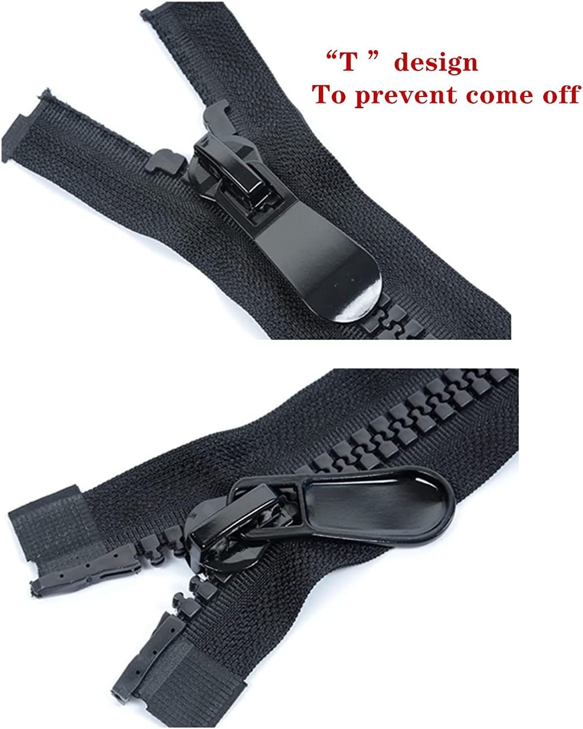 #10 2pcs Zippers Two Way Separating Plastic Double Slider Black Large Resin Zippers for Sewing, Parka, Winter Coat Heavy Duty Bulk for Clothes DIY Craft Bags(70cm/28inch) Large Size