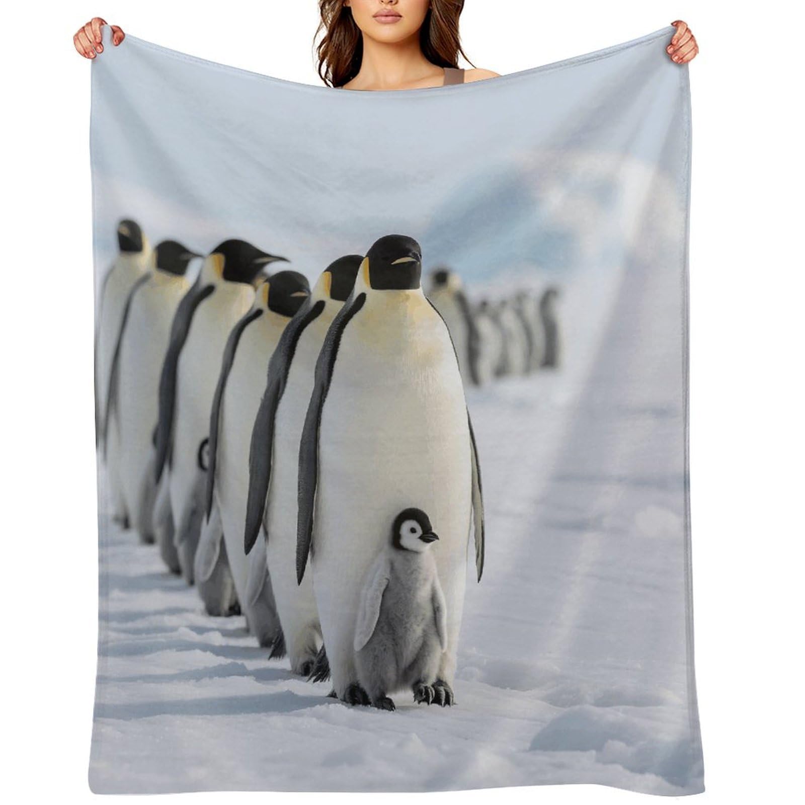 A Group of Penguins Blankets Exquisite Luxury Flannel Throw Blanket Anti-Fading Thick Blanket for Sofa&Bed Blankets Ultra-Soft Bath Towels for Adult 50"x60"