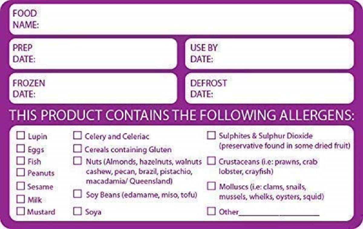 Jaytrade UK Ltd - Large Purple Allergen/Allergy Date Info Food Safety Label - Removable adhesive (Roll of 500)