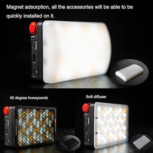 Miniatura 4 de Aputure MC Pro, RGBWW Mini luz de video para cámara con panal de abeja y difusores, 2,000K a 10,000K,