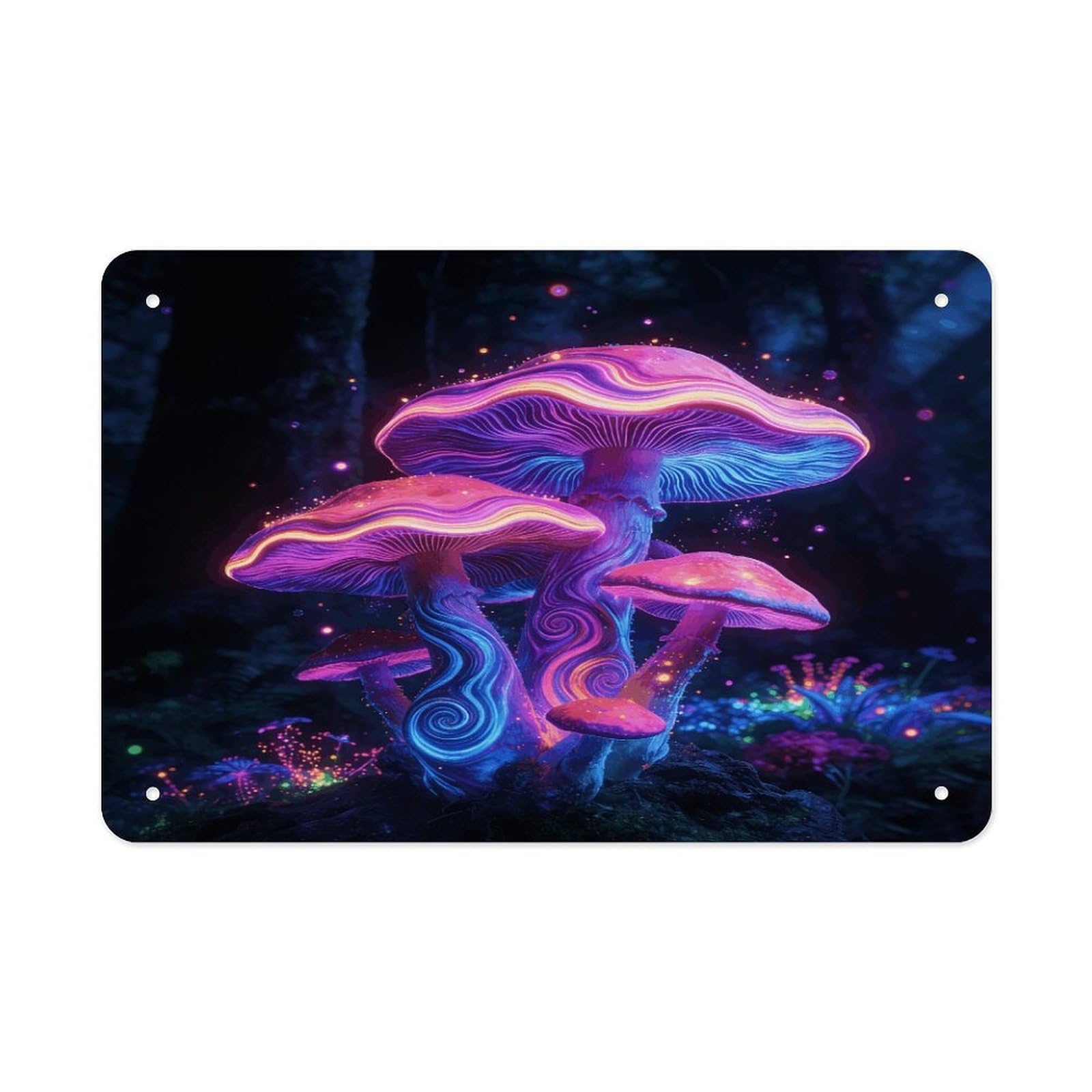 Fodpand Style Psychedelic Mushrooms Wall Art Metal Tin Signs Bar Metal Tin Sign Wall Decor For Home Living Room Bedroom Toilet Hotel Halloween Decor Gifts 7.9X 11.8 Inch