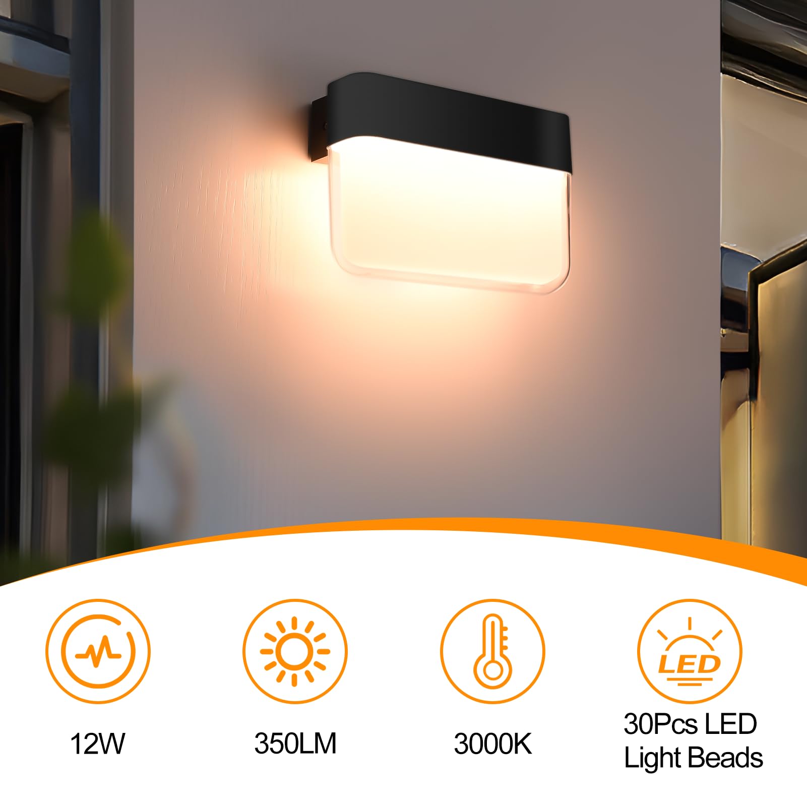 FUDESY LED Wall Light, Outdoor Wall Light IP65 Waterproof, 12W Modern Outside Wall Lantern - Image 4