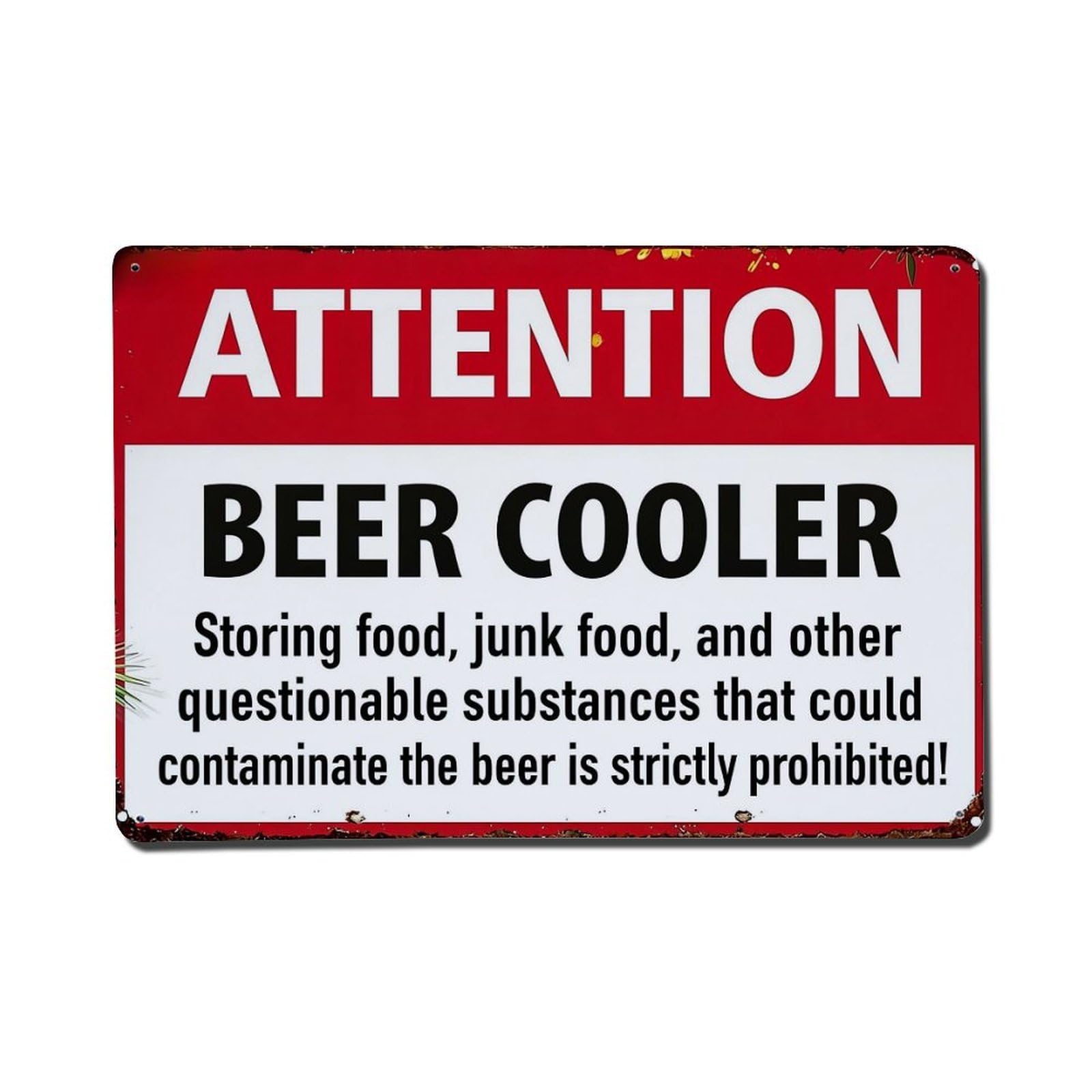 Attention Beer Cooler Warning Sign Retro Metal Tin Sign, Vintage Decor Art Poster for Bar, Home, Man Cave, Kitchen, Laundry Room Gift 8x12Inch