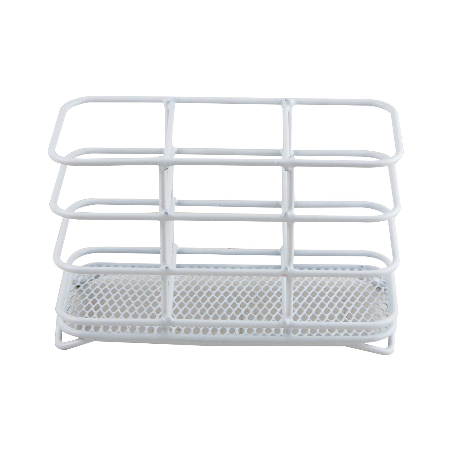 Unique Home Living White Cutlery Drainer For Kitchen Utensil, Steel Mesh Basket Sink Caddy, Spoon Fork Knife Kitchen Utensils Sink Organiser Storage