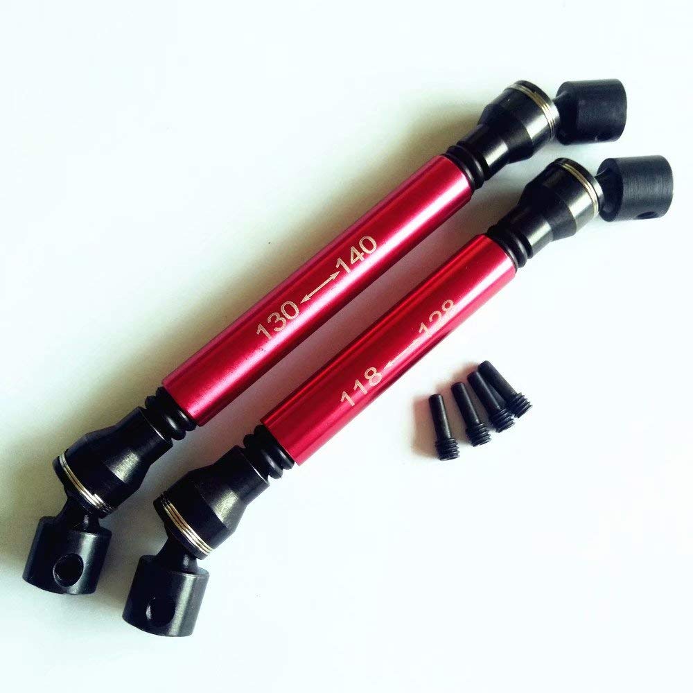2pcs Heavy Duty Steel + Aluminum Drive Shaft Red for Axial SCX10 II AX90047