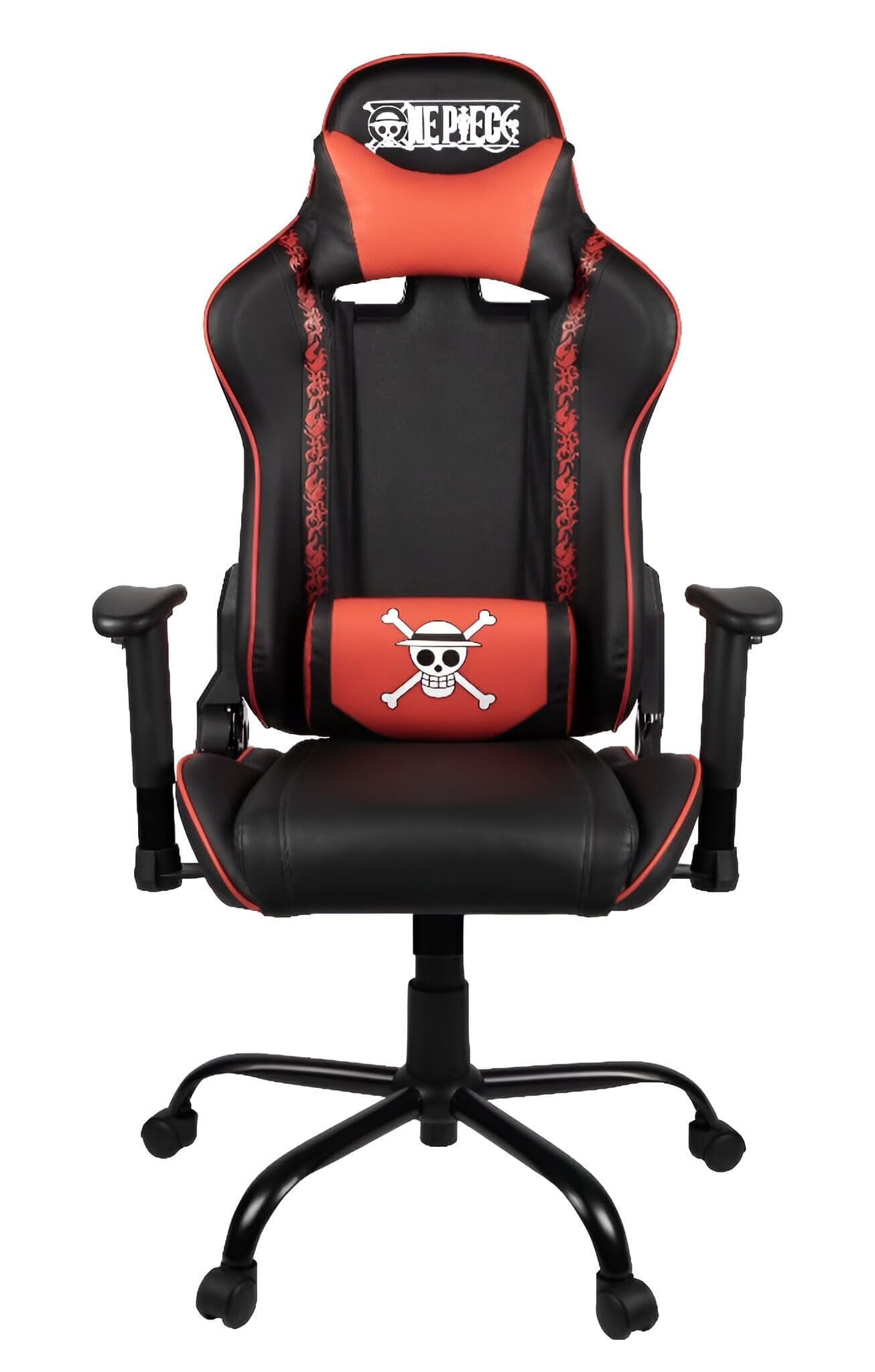 Konix One Piece Chaise de Bureau Gaming - Inclinaison siège 150° - Cuir polyuréthane - Coussin lombaires et cervicaux réglable - Appui-​tête - Noir