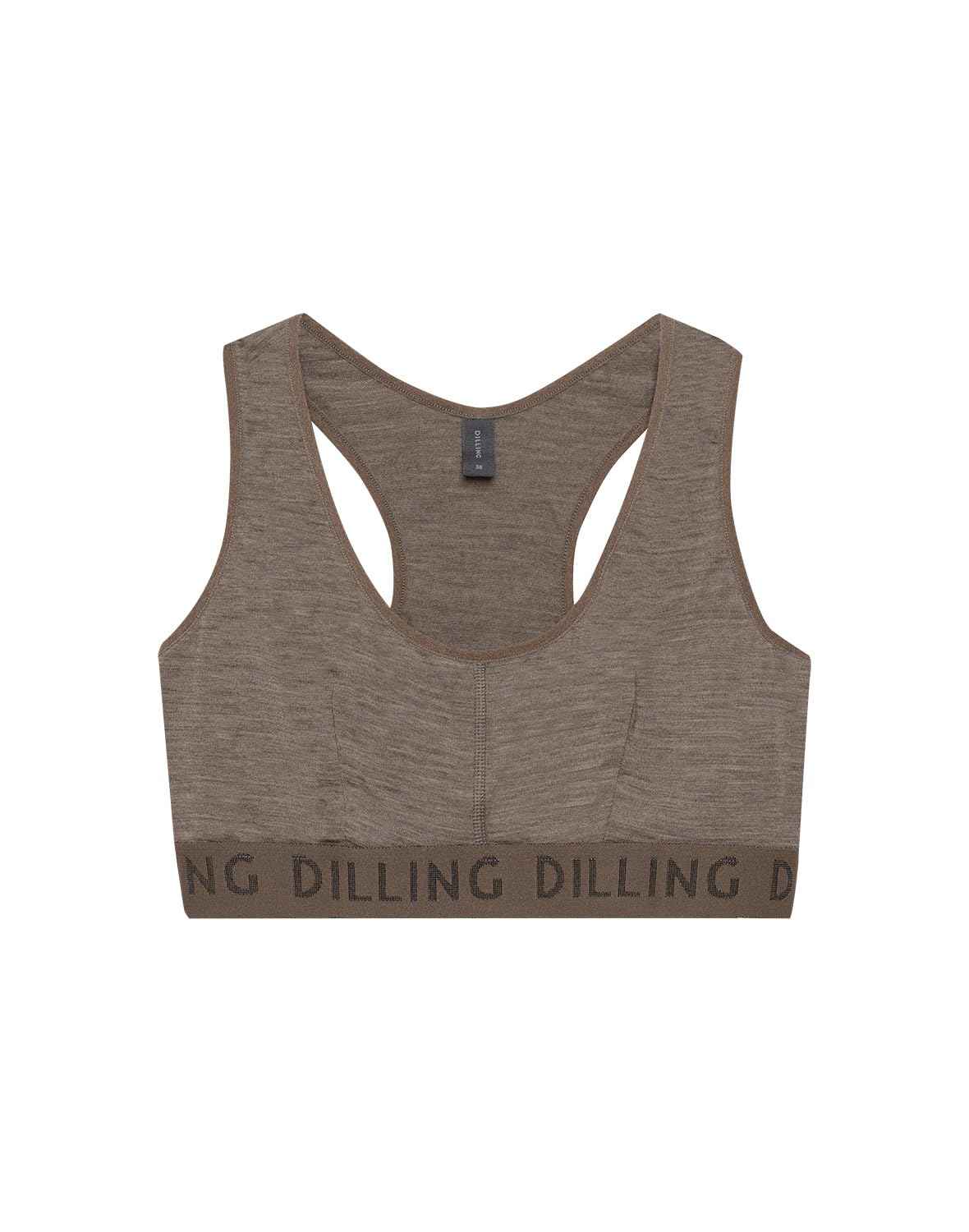 DILLING Women's Merino Wool Sports Bra, Brown mottled, 18